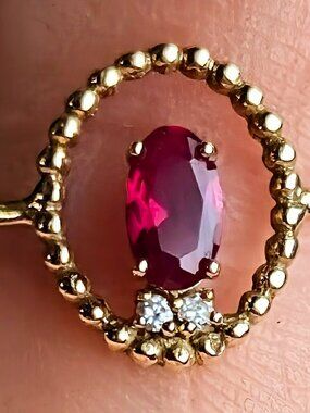 18k Solid Gold Sunshine Framed Ruby Ring